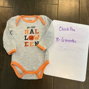 Chick Pea Gray and Orange Bodysuit One Piece
